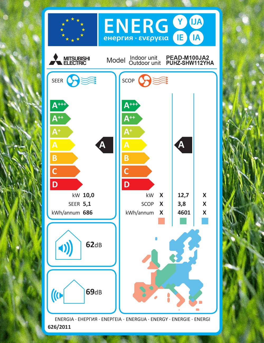 Aer conditionat tip duct Mitsubishi Electric PEAD‑M100JA2 + PUHZ‑SHW112YHA 40000 BTU, Inverter, A/A, R410A