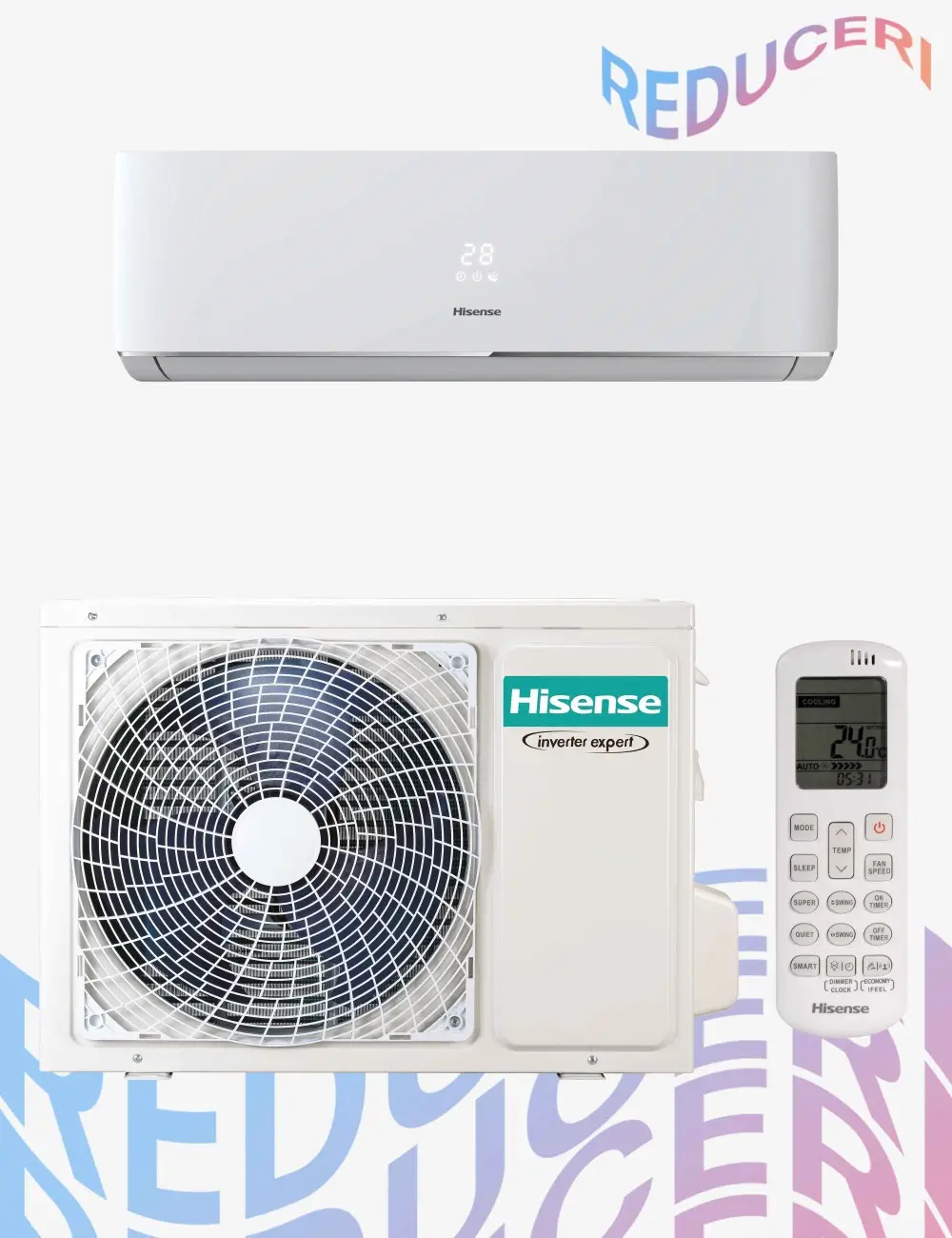 Aer conditionat Hisense DJ70BB0CG + DJ70BB0CW 24000 BTU, Inverter, Clasa A++/A+, R32, Wi-Fi