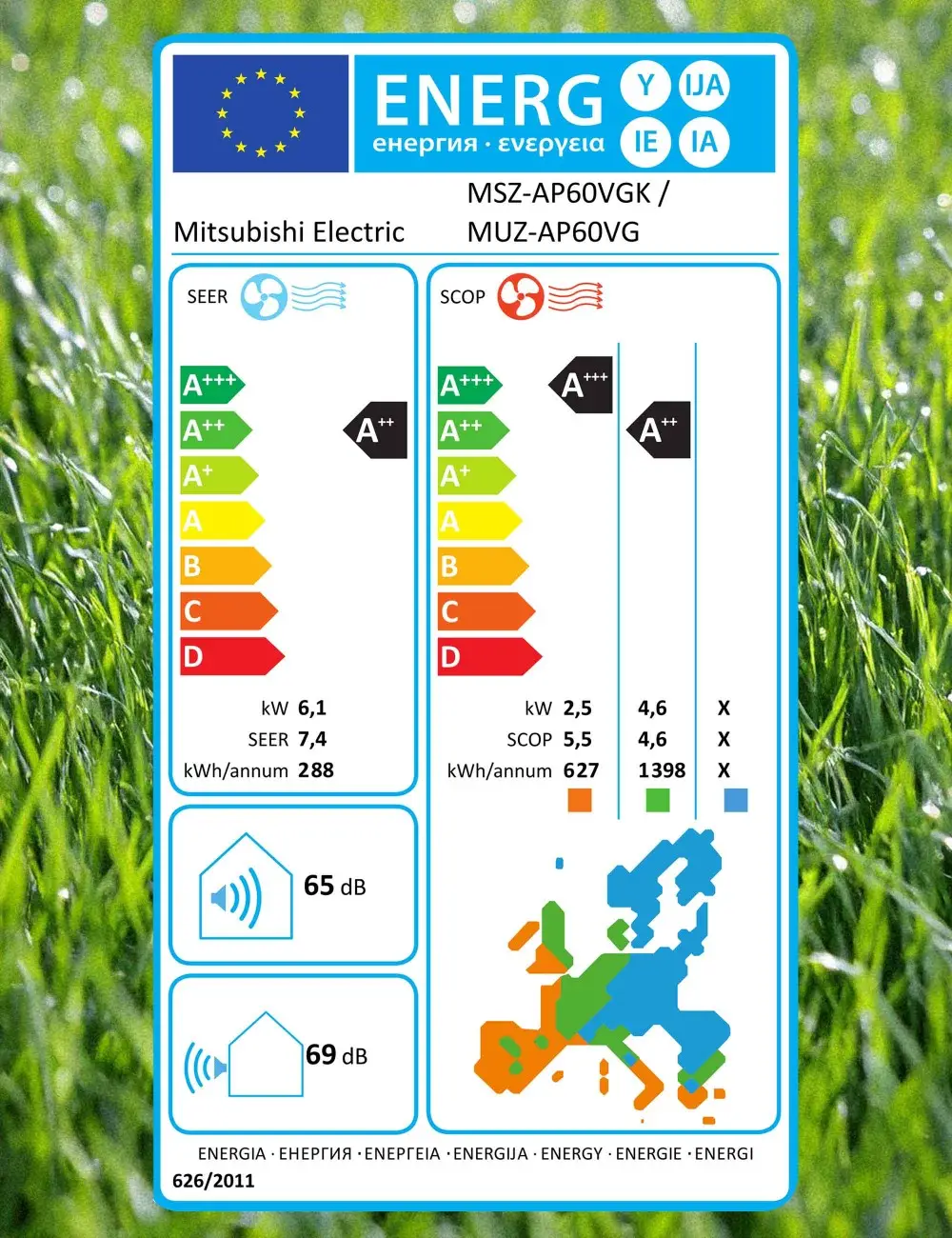 Aer conditionat Mitsubishi Electric MSZ-AP60VGK + MUZ-AP60VG 21000 BTU, Inverter, A++/A++, R32